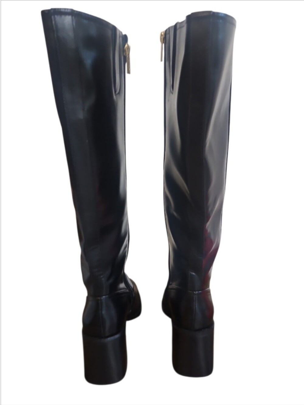Vince Camuto Sanea Black Leather Knee High Boots Wide Calf 8.5 - Picture 12 of 15